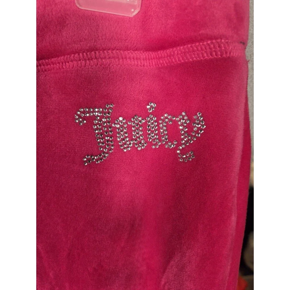 Juicy Couture Tracksuit Matching Set Pink Large XL Jacket Pants Flared Velour